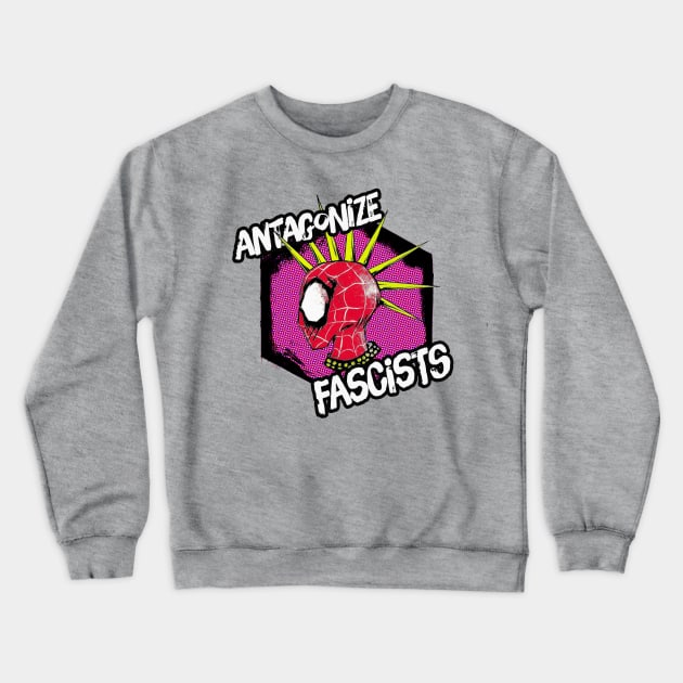 Antagonize Fascists Crewneck Sweatshirt by artnessbyjustinbrown